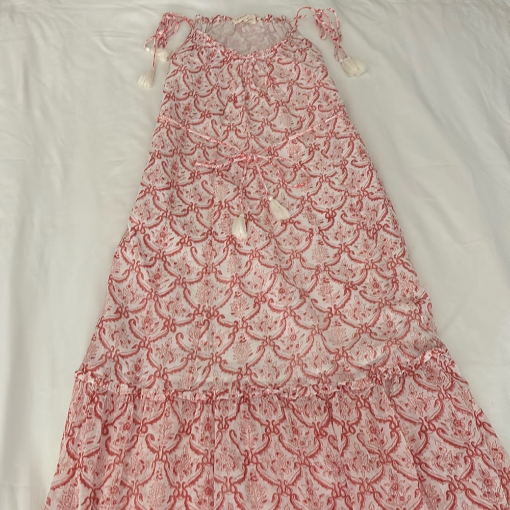 Lovestitch coral printed tassel straps maxi